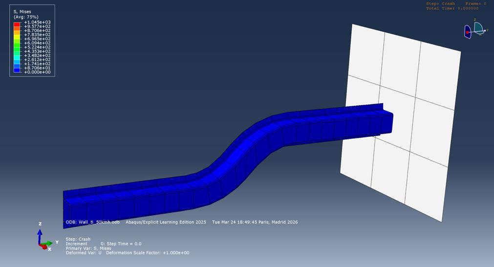 Impact deformation of titanium alloy rail under 500 kg impactor scenario
