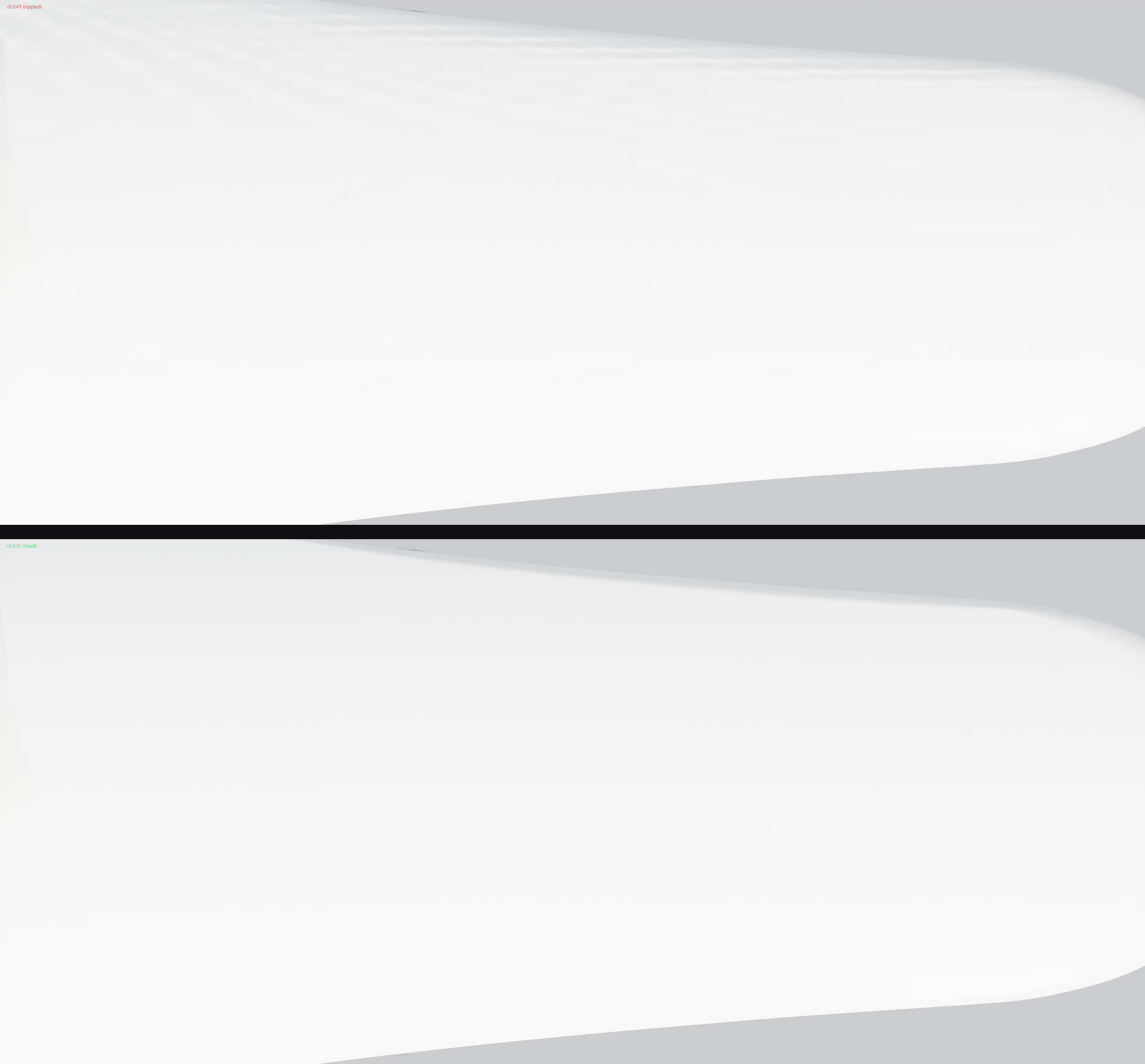 Raking light comparison before and after analytical surface constraints